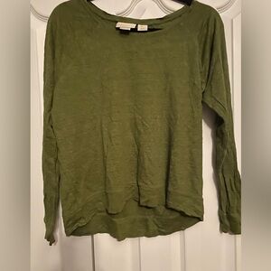 Cynthia Rowley 100% Linen Forest Green Linen Top